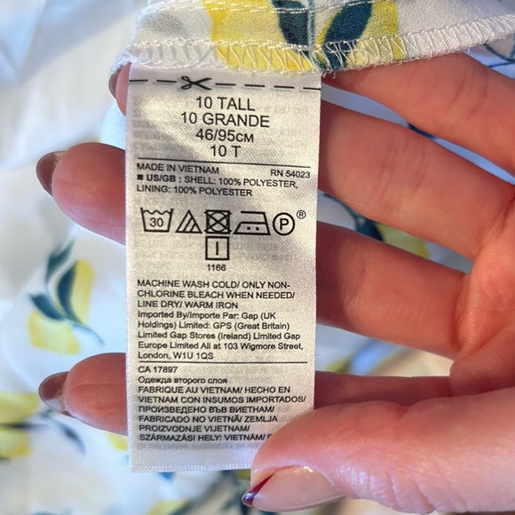 Banana Republic NWT White Lemon Print Midi Dress Size 10 Tall - Picture 10 of 11